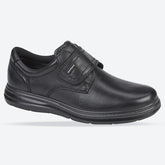 Men's Wide Fit M337 Touch Fastening Shoes- Black Leather