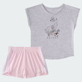 Kids' adidas Two-Piece Short Sleeve Graphic Heather Tee and Mesh Shorts Set