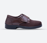 Mens Wide Fit Benjamin Velcro Soft Stretch Shoes- Brown