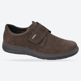 Men's Wide Fit M337 Touch Fastening Shoes- Brown Leather