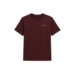 Nike Rise 365 Dri Fit Short Sleeve Running Top Burgundy Crush