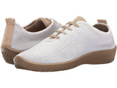 Women's LS White Vegan Knit Lace-Up