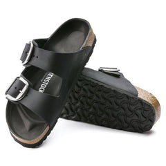 Women's Arizona Big Buckle Silver Buckle Oiled Leather Black 1011074/1011075