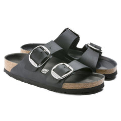 Women's Arizona Big Buckle Silver Buckle Oiled Leather Black 1011074/1011075