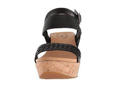 Ease Women's Austin Braid Black Full Grain Wedge Sandal