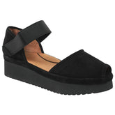 des Pieds Women's Amadour Black Suede Platform Sandal