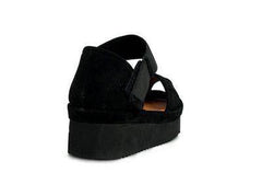 des Pieds Women's Amadour Black Suede Platform Sandal