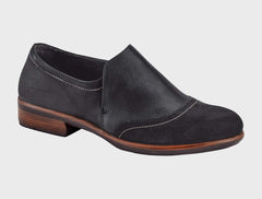 Women's Angin Black Velvet Nubuck Soft Black Lthr Oily Coal Nubuck
