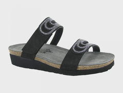 Women's Ainsley Black Velvet Nubuck Silver Rivets Sandal