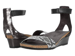 Women's Pixie Grey Cobra Leather Onyx Leather Wedge