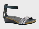 Women's Pixie Grey Cobra Leather Onyx Leather Wedge