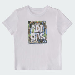 Kids' adidas Two-Piece Short Sleeve Graphic Cotton Tee and 3-Stripes Shorts Set