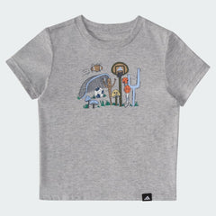 Kids' adidas Two-Piece Short Sleeve Cotton Heather Tee and Elastic Waistband Logo Shorts Set