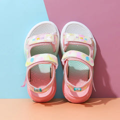 Disney Children Shoes Summer New Elsa Girls Mesh Beach Sandals Fashion Ins Frozen Princess Soft Bottom Light Sandals Size 26-37