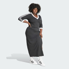 Women's adidas Adicolor Classics 3-Stripes V-Neck Maxi Dress (Plus Size)