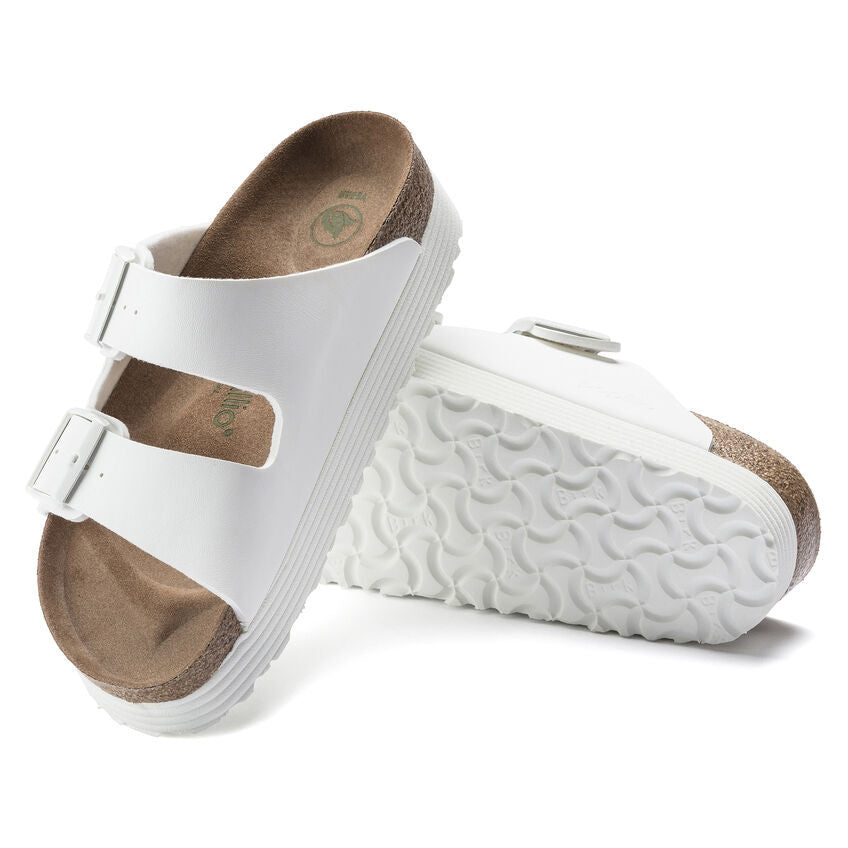 Women's Arizona Grooved Platform Vegan Birko-Flor White