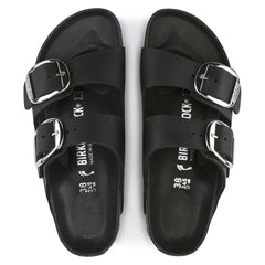 Women's Arizona Big Buckle Silver Buckle Oiled Leather Black 1011074/1011075
