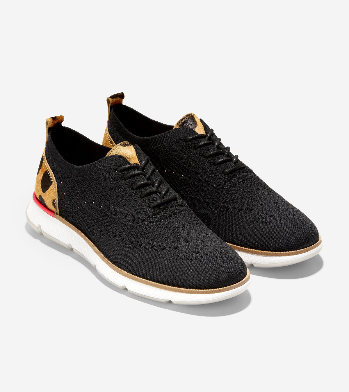 Haan Women's Zerogrand Oxford Black Stitchlite Jaguar Haircalf W21344