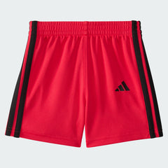 Kids' adidas Two-Piece Short Sleeve Graphic Cotton Tee and 3-Stripes Shorts Set