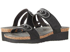 Women's Ainsley Black Velvet Nubuck Silver Rivets Sandal