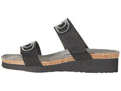 Women's Ainsley Black Velvet Nubuck Silver Rivets Sandal